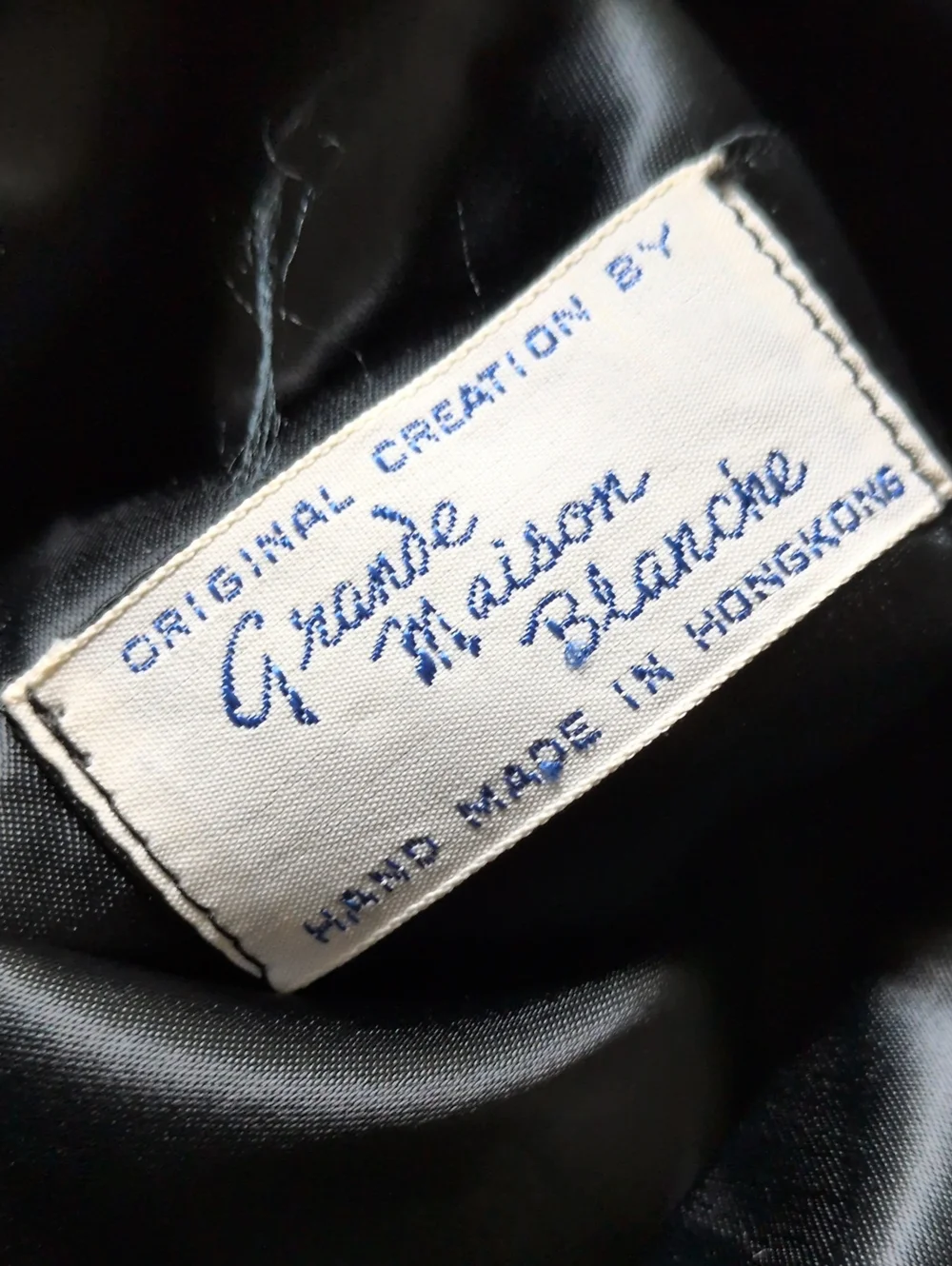 VINTAGE Black Beaded Satin Fold-Over Clutch Purse by Grande Maison Blanche